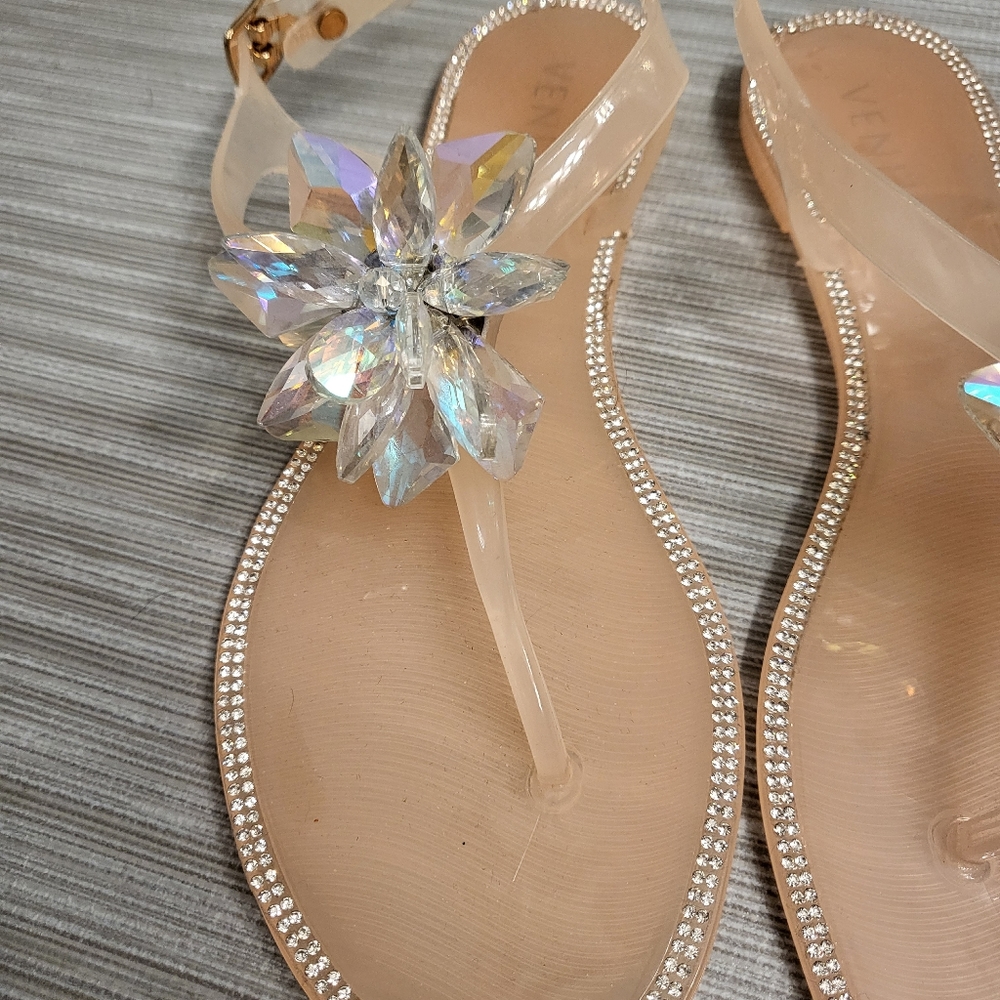 Peach Rhinestone Sandals - Picture 3 of 9